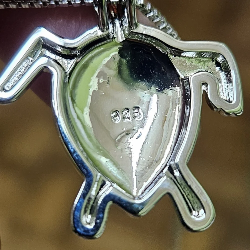 Blue Opal Turtle Pendant Necklace 925 Silver - Picture 7 of 15